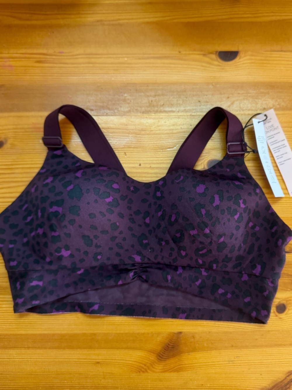 Victoria's Secret Live On Point Sports Bra Wireless Pull Over Purple Leopard NWT